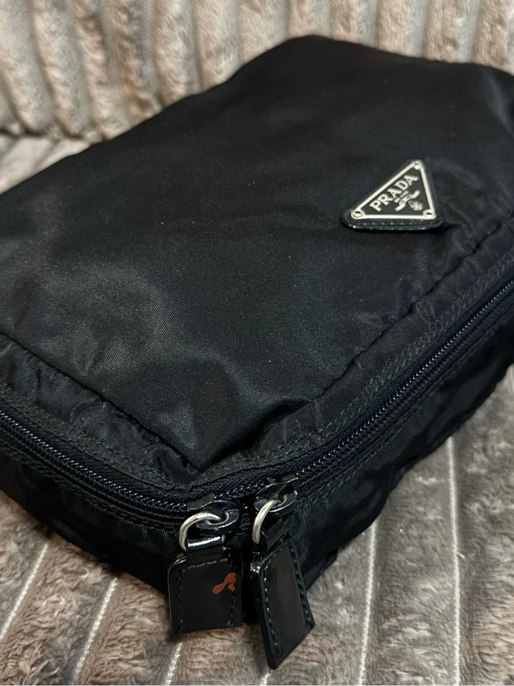 Prada Black Nylon Toiletry Pouch Cosmetic Case 100% Authentic